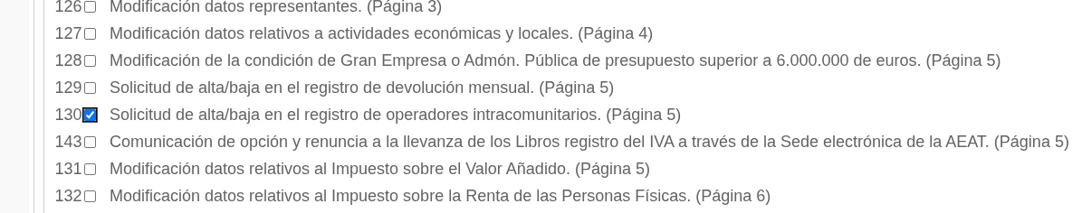 Casilla 130 del Modelo 036