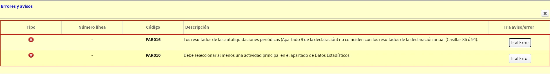 Presentación y corrección de errores
