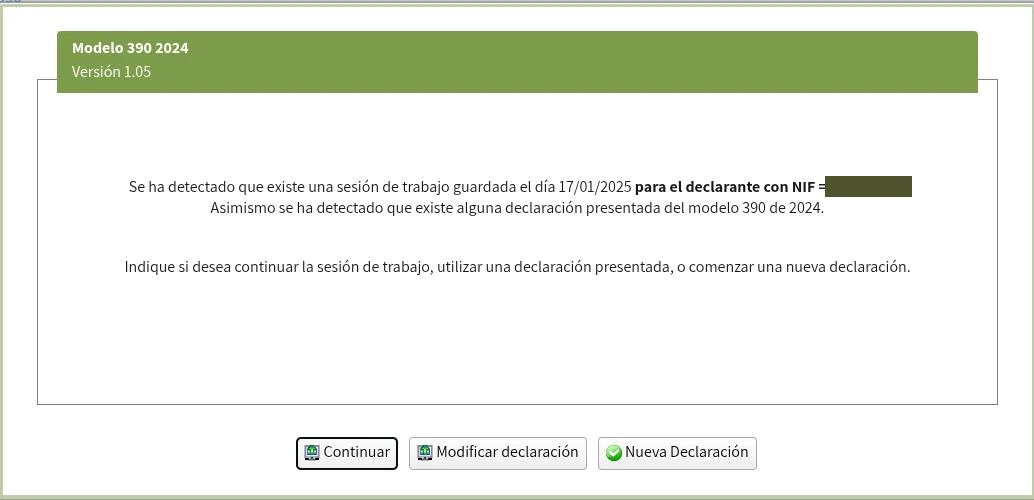 Comprobar declaraciones existentes
