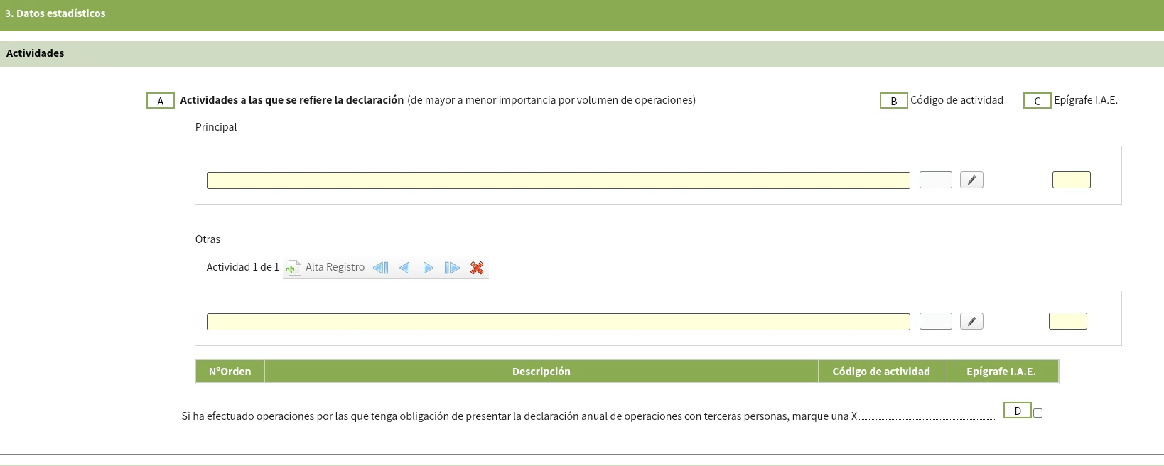 Sección de actividades económicas