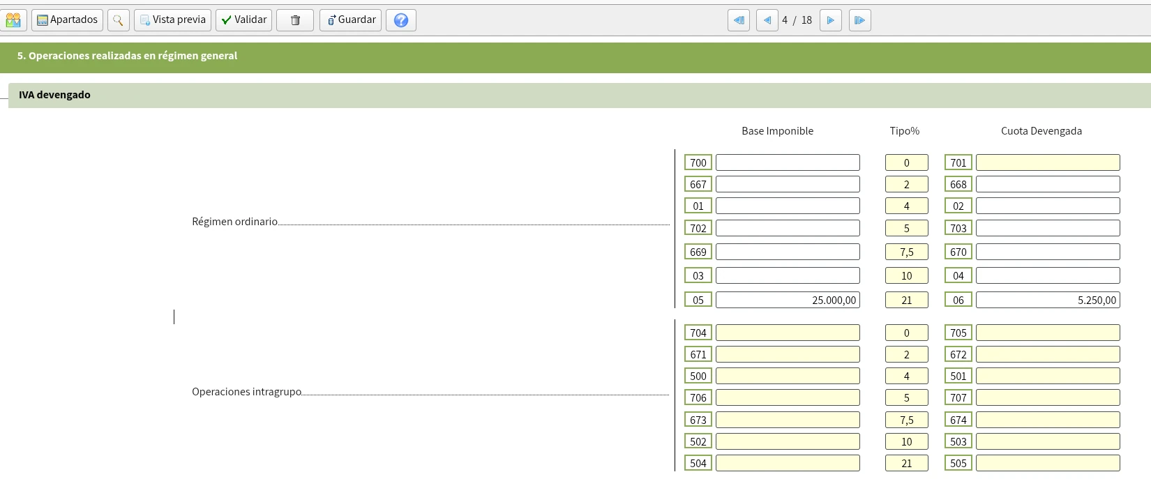 IVA devengado repercutido