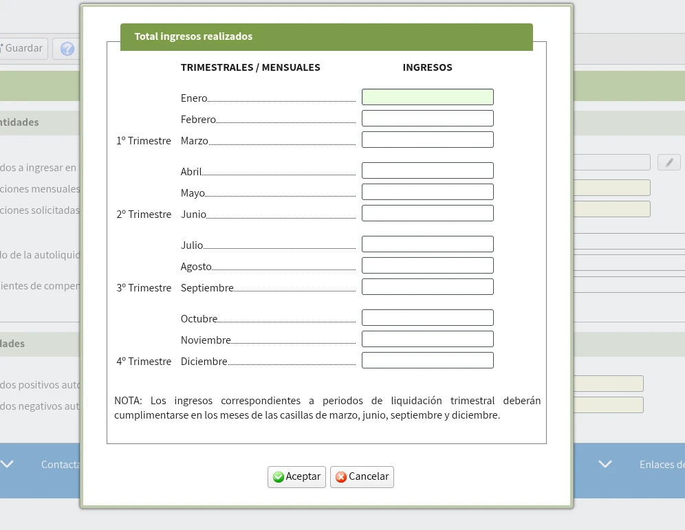 Declarar ingresos trimestrales